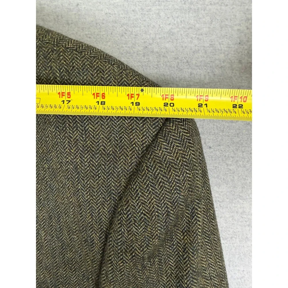 Jos. A. Bank Mens 50R Wool Herringbone Sport Coat Blazer Olive Green Brown 1603
